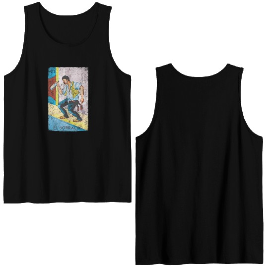 Loteria El Borracho Colorful Tarot Card Double Sided Tank Tops