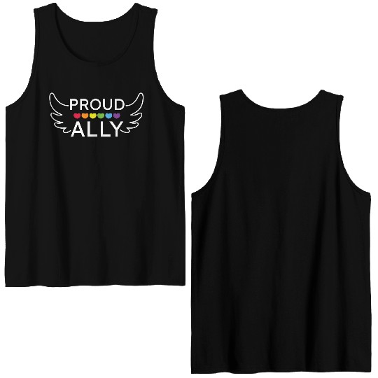 Proud Ally LGBTQIA Pride Month Celebration Gift Double Sided Tank Tops