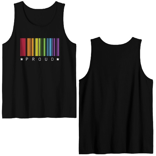 Proud Star Rainbow Barcode LGBTQ Pride Month Gift Double Sided Tank Tops