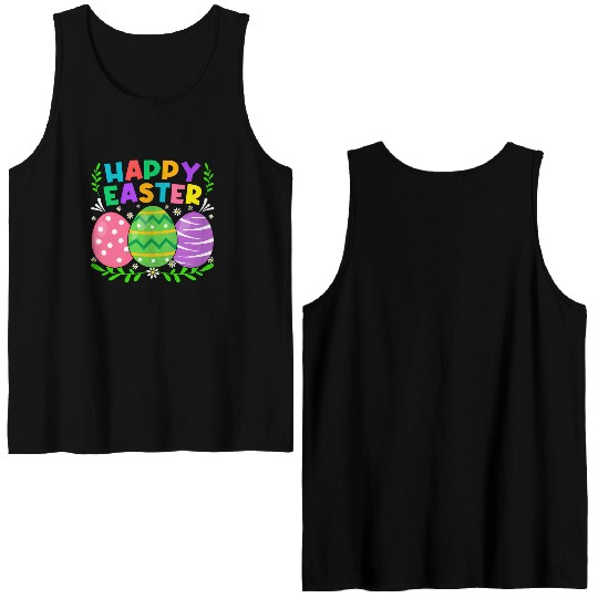 Happy Easter Day Bunny Eggs Easter Double Sided Tank Tops