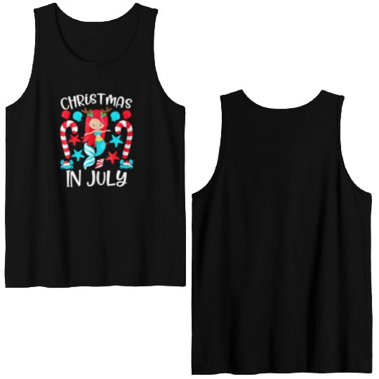 Christmas In July Cute Mermaid Summer Double Sided Tank Tops