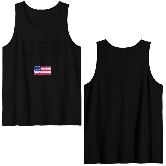 Father's day Best dad ever with US american flag Double Sided Tank Tops