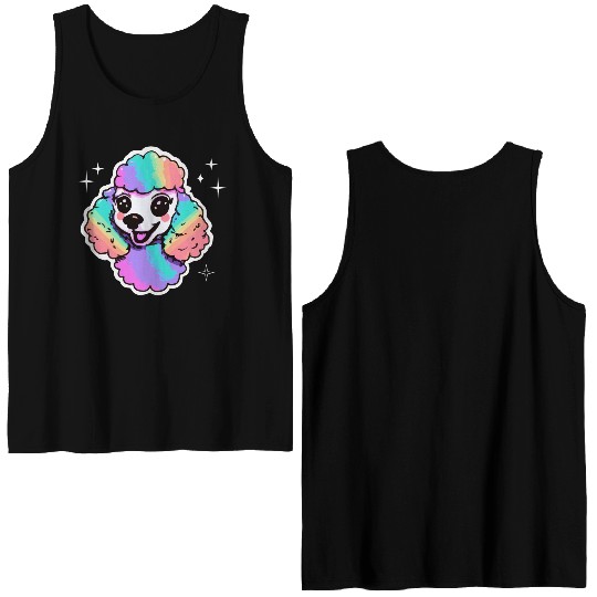 Rainbow Poodle Dog Lover Puppy Double Sided Tank Tops