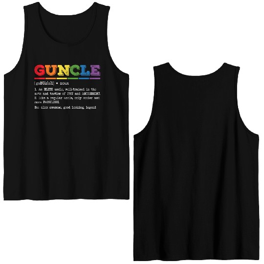 Guncle Definition Proud Gay Uncle Lgbtq Pride Rain Double Sided Tank Tops
