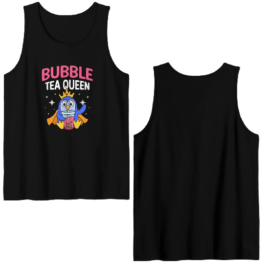 Bubble Tea Queen Boba Tea Drinker Korean Drink Double Sided Tank Tops