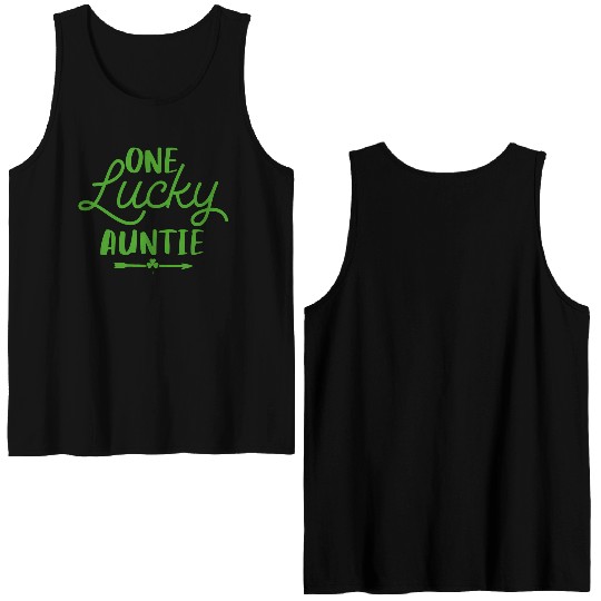 One Lucky Auntie St Patrick'S Day Irish Lucky Aunt Double Sided Tank Tops