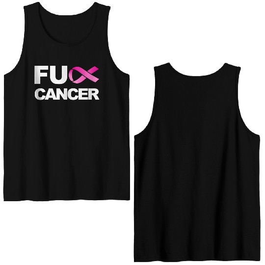 Fuck Cancer For Breast Cancer Awareness Double Sided Tank Tops