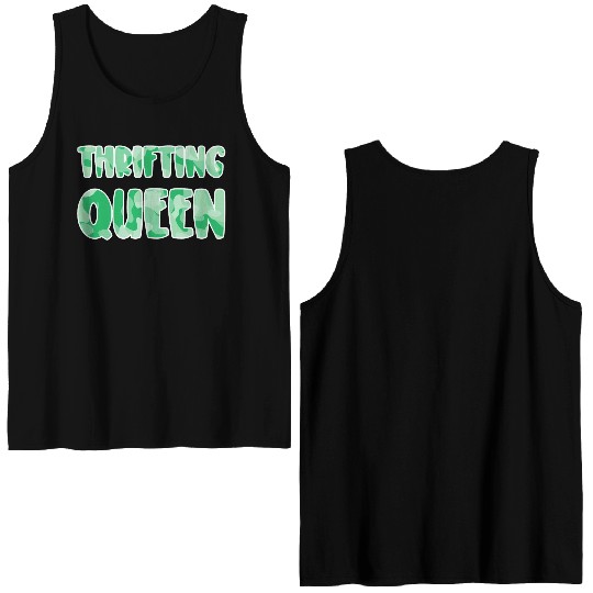 Thrifting Queen green camo Double Sided Tank Tops