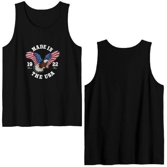 100 Year Old Patriotic Eagle Usa Flag 1922 Double Sided Tank Tops