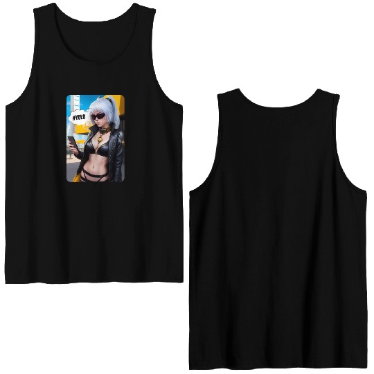 Cyberpunk Waifu Influencer Design 2 Double Sided Tank Tops