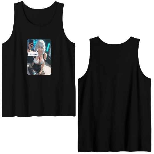 Cyberpunk Waifu Influencer Design 1 Double Sided Tank Tops