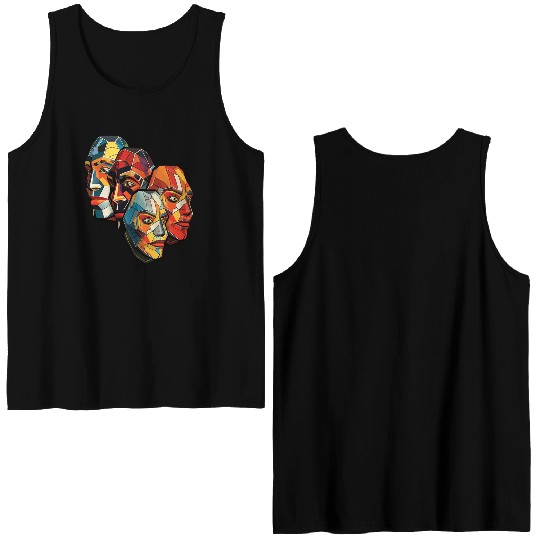 Aboriginal inspiration Masks Double Sided Tank Tops
