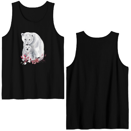 Mama Polar Bear And Baby Cub For And Double Sided Tank Tops