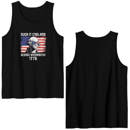 Suck it England George Washington 1776 USA Double Sided Tank Tops