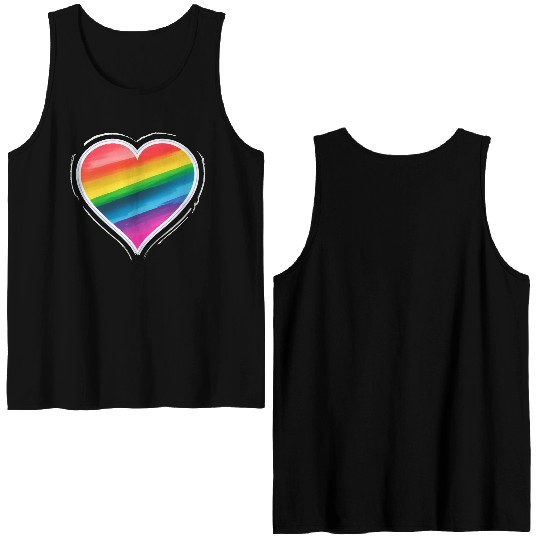 Pride Heart 2 - On Black Double Sided Tank Tops
