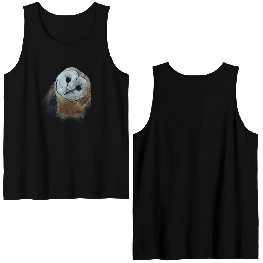 Barn Owl Painting Owl Double Sided Tank Tops