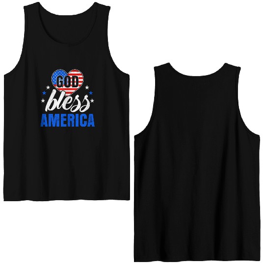God Bless America Independence Day Party USA Double Sided Tank Tops