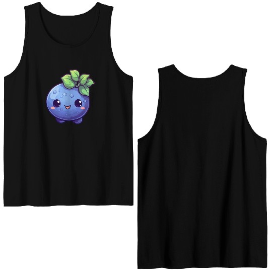 Blueberry kawaii Double Sided Tank Tops