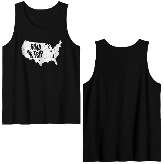 Road Trip US Map | Vacation Travel Double Sided Tank Tops