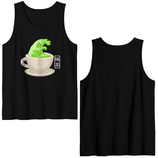 Matcha Latte Great Green Tea Wave Double Sided Tank Tops