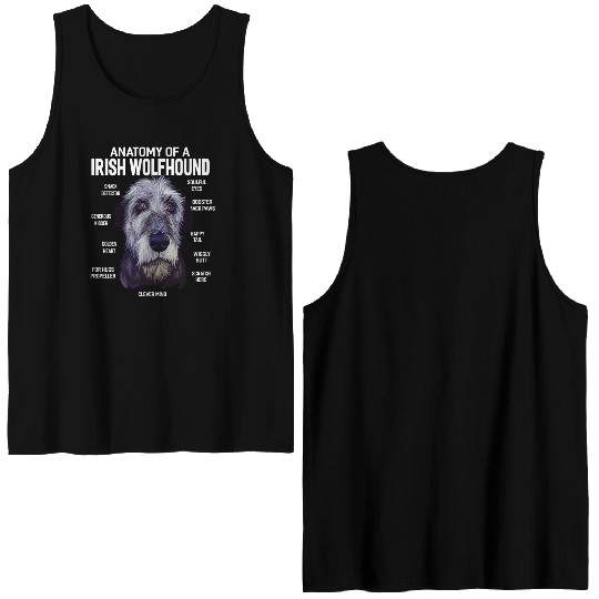 Anatomy of a Irish Wolfhound Dog Funny Gift Double Sided Tank Tops