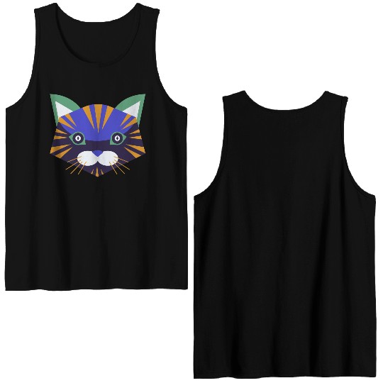 Colorful Cat Face Double Sided Tank Tops