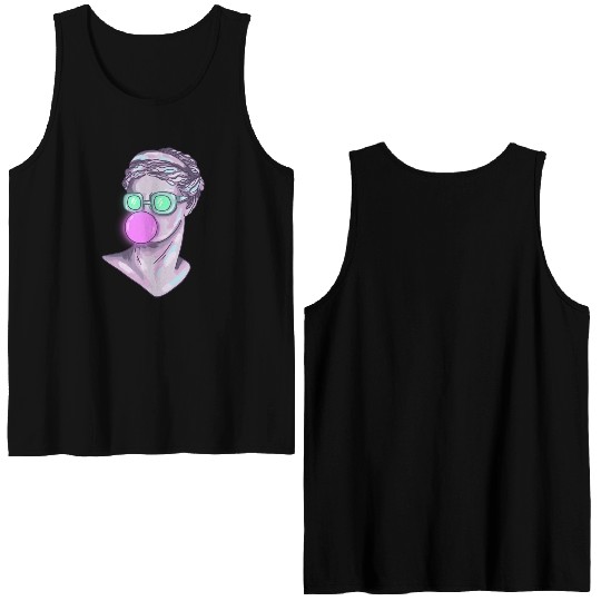 Cool Neon Greek Statue Lady Double Sided Tank Tops