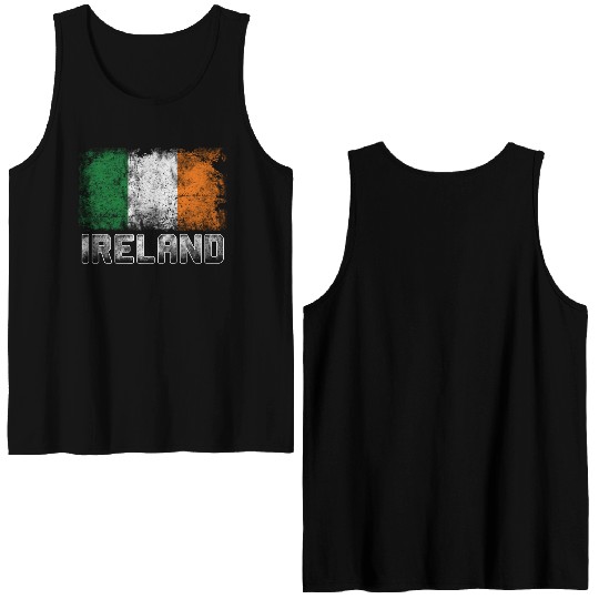 St Patrick's Day Patriotic Distressed Irish Flag Double Sided Tank Tops