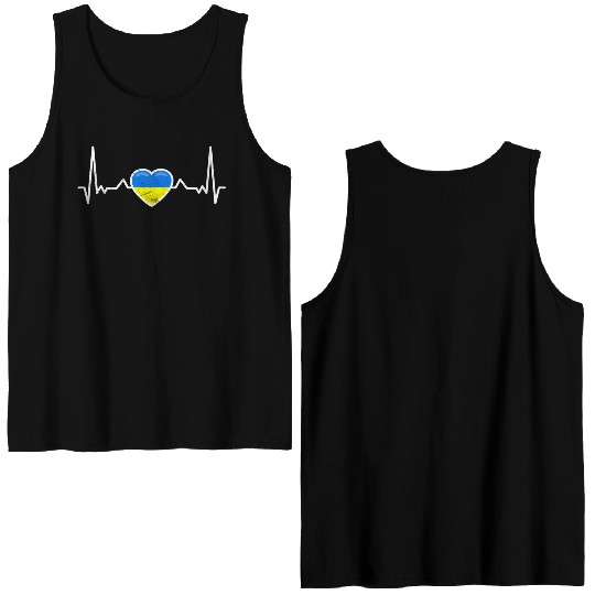 Heartbeat Ukraine Heart Ukrainian Flag Double Sided Tank Tops