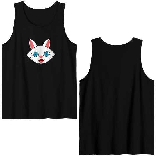 Mewsome White Cat Face Double Sided Tank Tops