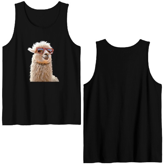 Alpaca Sunglasses Llama Farm I Love Cute Alpacas Double Sided Tank Tops