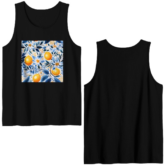 Yellow Lemon Floral Detailed Summer Collection 01 Double Sided Tank Tops