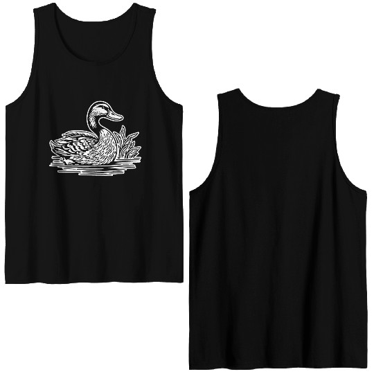 Duck Bird Nature Pond Double Sided Tank Tops