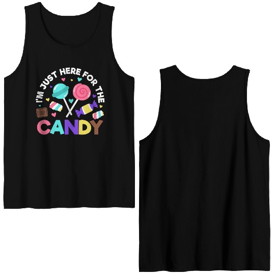 Halloween Candy Trick or Treat Party quote Double Sided Tank Tops