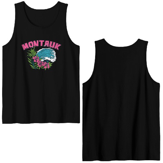 Montauk New York Summer Nyc Tropical Montaukett Double Sided Tank Tops