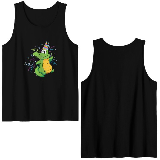 Alligator Party Reptile Animal Crocodile Double Sided Tank Tops