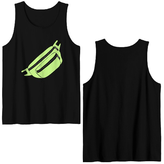Lime Green Fanny Pack Illustration Double Sided Tank Tops