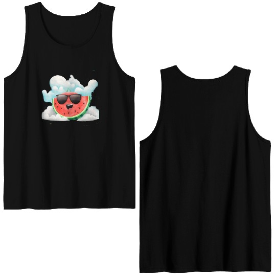 Cute Watermelon Party Summer Melon Fruit Double Sided Tank Tops