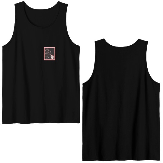 Cherry Blossom Double Sided Tank Tops, Kawaii Cat Cherry Blossom
