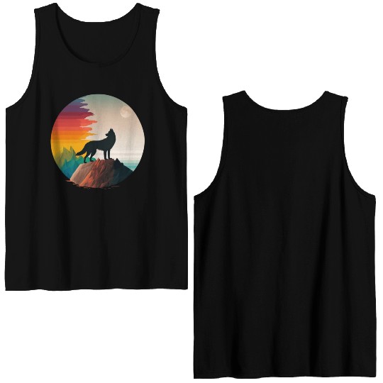 LGBTQIA+ Majestic wolf on the mountain top Double Sided Tank Tops