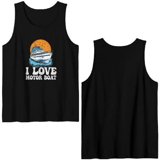 I Love Motor Boat Parade Motorboating Quote Double Sided Tank Tops