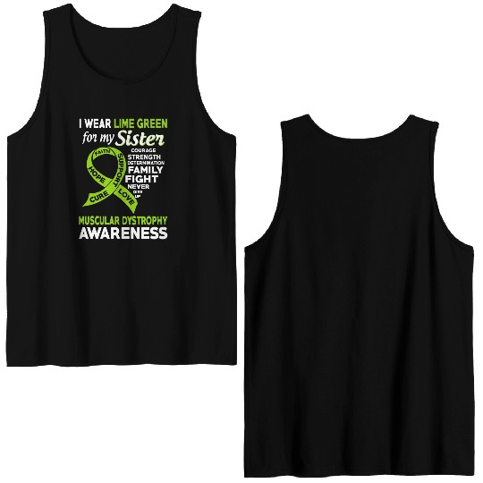 I Wear Lime Green For My Sister Muscular Dystrophy Double Sided Tank Tops
