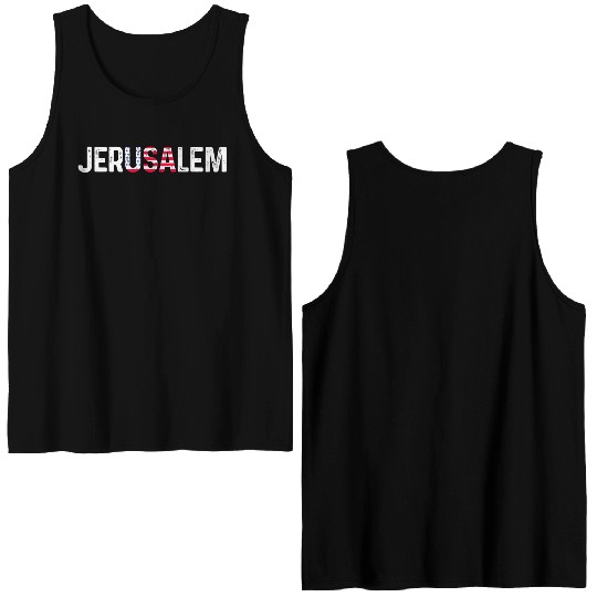Jerusalem Usa America Flag Israel Double Sided Tank Tops