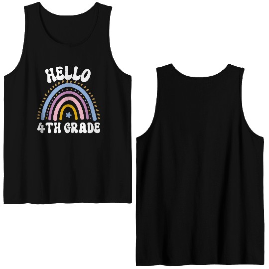 Hello 4th grade, back to school Double Sided Tank Tops
