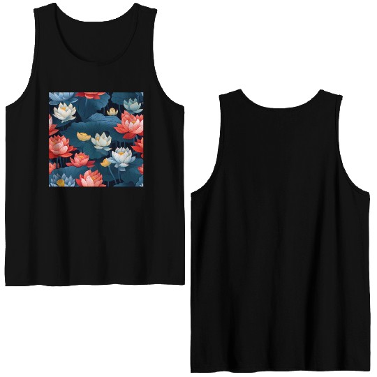Serenity Blooms: Timeless Lotus Pattern Double Sided Tank Tops