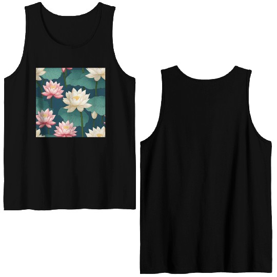 Serenity Blooms: Timeless Lotus Pattern Double Sided Tank Tops