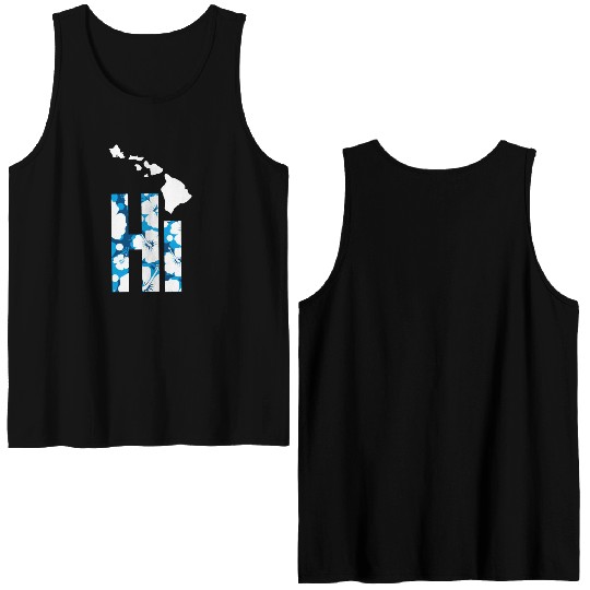 Hawaii Hi Hibiscus Blues Double Sided Tank Tops