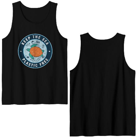 Keep The Sea Plastic Free Save The Ocean Double Sided Tank Tops
