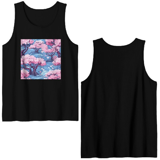 Anime Euphoria: Fantasy Cherry Blossom Dreamscape Double Sided Tank Tops