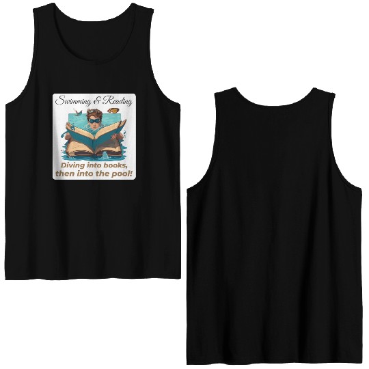 Bookish Splash Swimmer Book Lover Double Sided Tank Tops